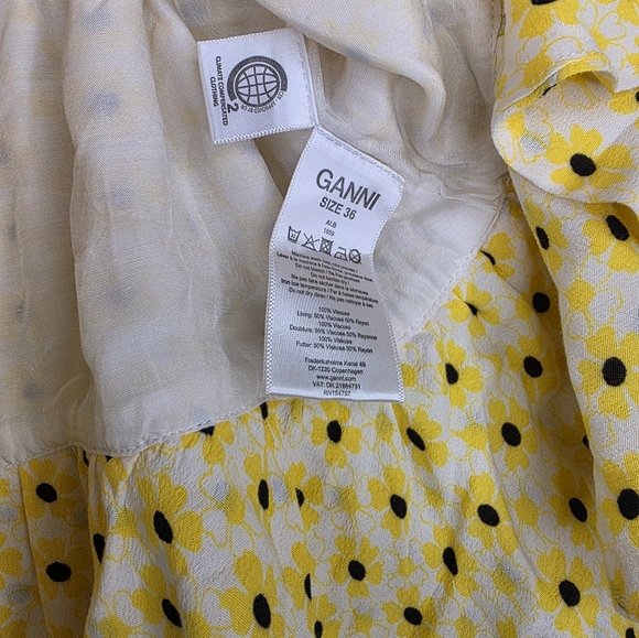 Ganni Daisy Yellow A-Line Ruffled Skirt (36) - Picture 8 of 14